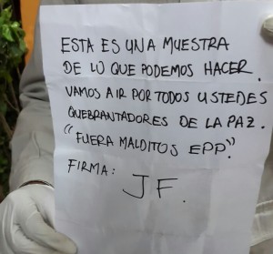 Pancarta de amenaza