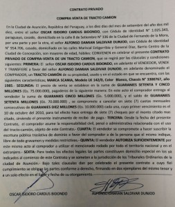 Contrato privado de venta de vehículo