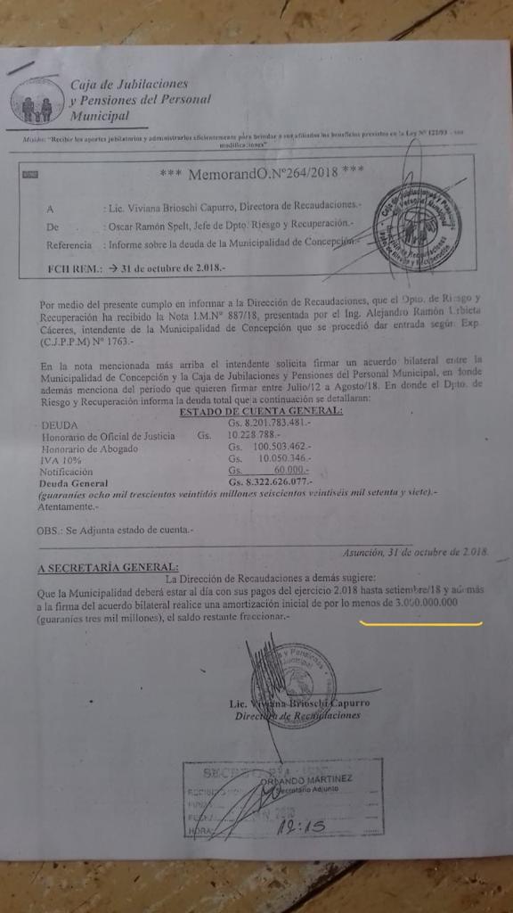 La cuenta total del municipio