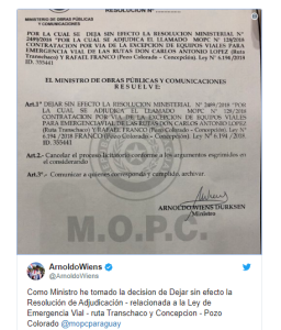 El posteo del ministro