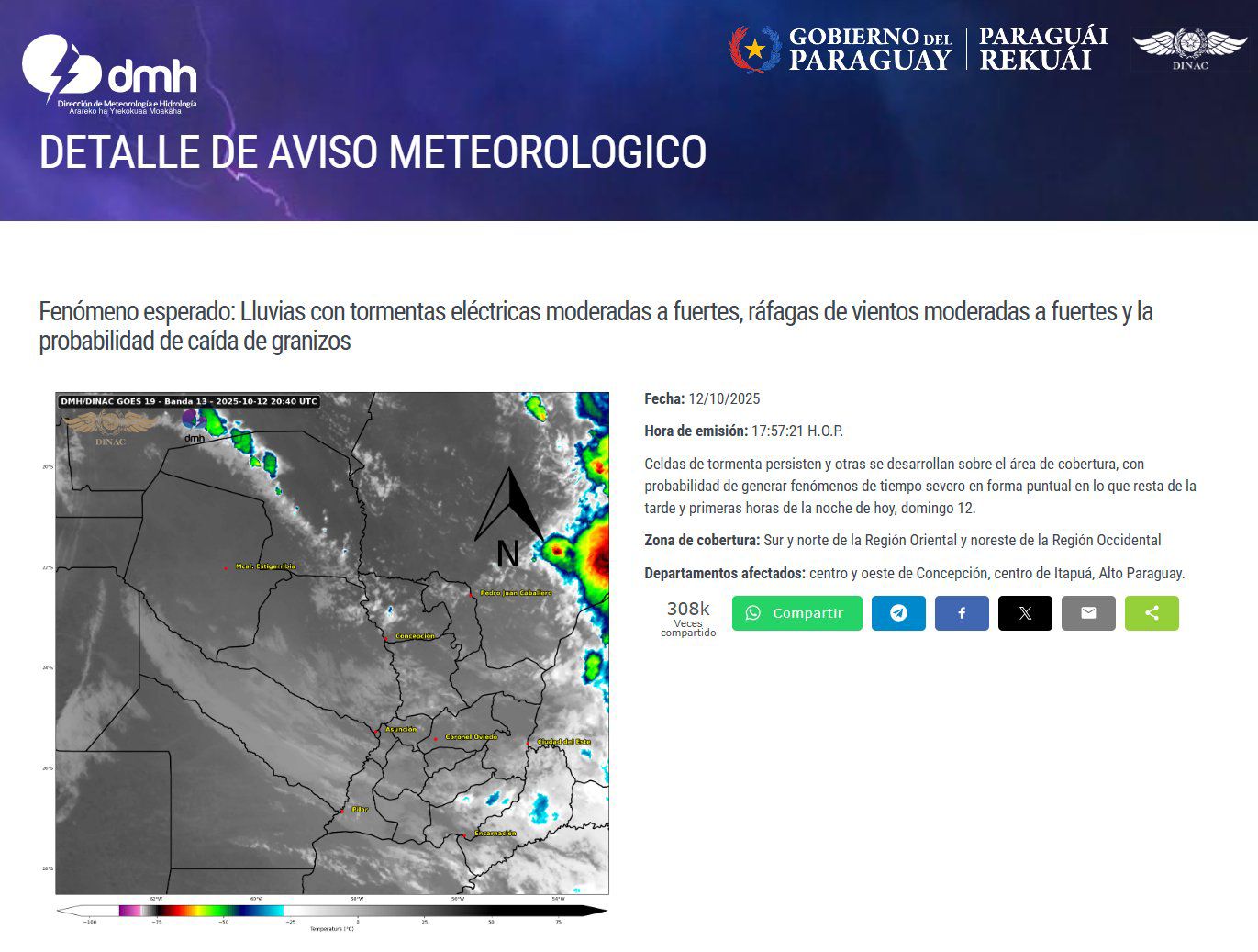Alerta especial por tormentas y granizos en el país - Concepción al Día