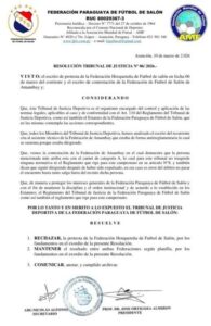 Rechazan protesta de Horqueta y se mantiene resultado ante Amambay