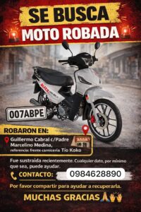 Denuncian robo de motocicleta y piden apoyo ciudadano para su recuperación