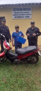 Recuperan motocicleta denunciada como hurtada en Yby Yaú