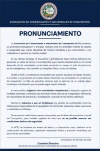 Comerciantes de Concepción alzan la voz ante ola de inseguridad