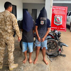 Policia recupera motocicleta robada y detiene a dos jóvenes en Belén